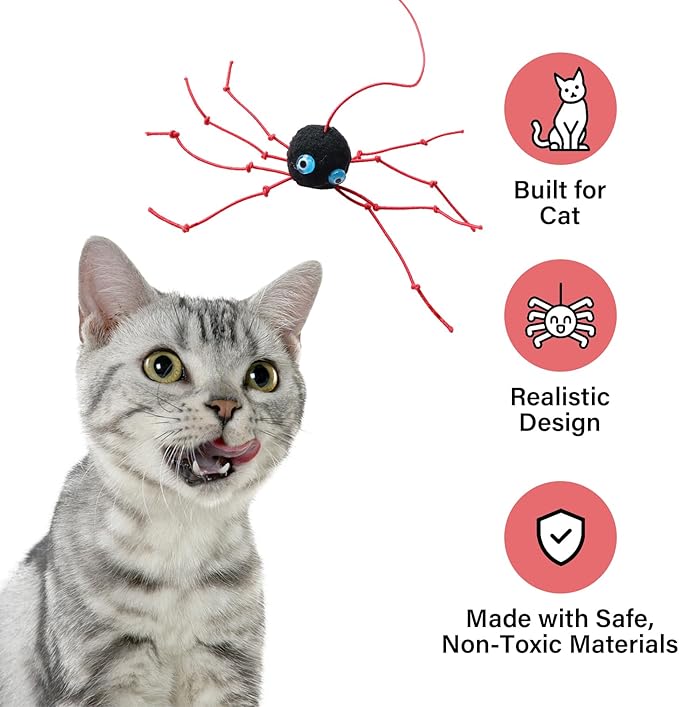 Cat Wand Spider Refills, Teaser Wand Cat Toy Replacement, Spider Replacement Refills, Cat Spider Toys, Interactive Cat Toy Attachment for Indoor Cats and Kitten, (Yellow)