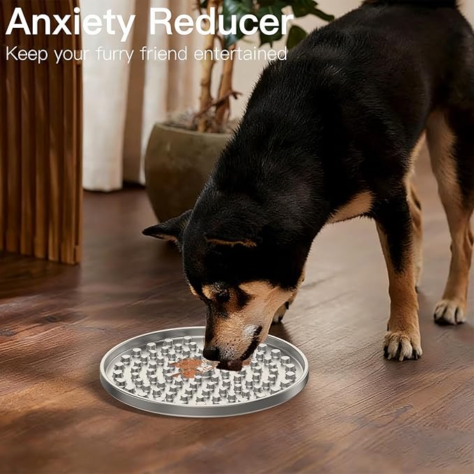 Stainless Steel Lick Mat for Dogs Cats, Slow Feeder Lick Pad for Aggressive Chewers, Non-Slip Heavy Duty Base, Mental Stimulation for Anxiety Reducer, Whisker-Friendly for Cat