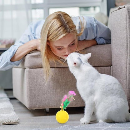 24 Pack Cat Golf Balls for Indoor Kitten Toys, Interactive Cat Pom Pom Ball Toys for Exercise Chase Pounce Entertainment, Random Color