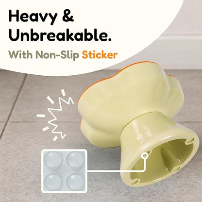 Detachable Slow Feeder Cat Bowl, Unbreakable Elevated Cat Bowls - Heavy Weighted, Non-Slip Raised Slow Feeder, Tilted Small Dogs Slow Feeders Bowl, Dry & Wet Food, Whisker Friendly (Orange, 5.8")