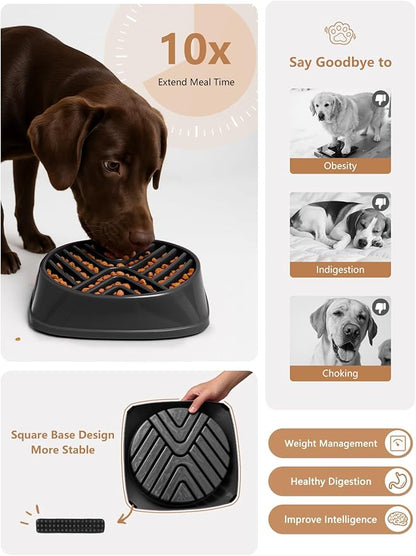 KASBAH Slow Feeder Dog Bowls Large Breed, 5 Cups Capacity for Wet & Dry Food, Puzzle Maze Bowl for Fast Eaters, Non-Slip Base, BPA Free, Helps Prevent Bloat and Aid Digestion