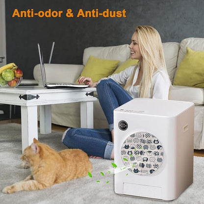 Cat Litter Box Curtain, Washable Litter Box Door Cover, Litter Box Curtain for Enclosed Self-Cleaning Boxs -White Round 10.5" D（Curtain Only）