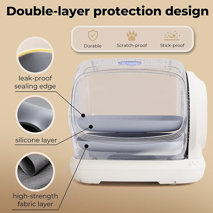 Robotail Self Cleaning Cat Litter Box,106L XXXL Extra-Large Space Automatic Cat Litter Box for Large Cats, Open Top Automatic Cat Box Self Cleaning with APP, Safety Sensor, Anti-Pinch Patent