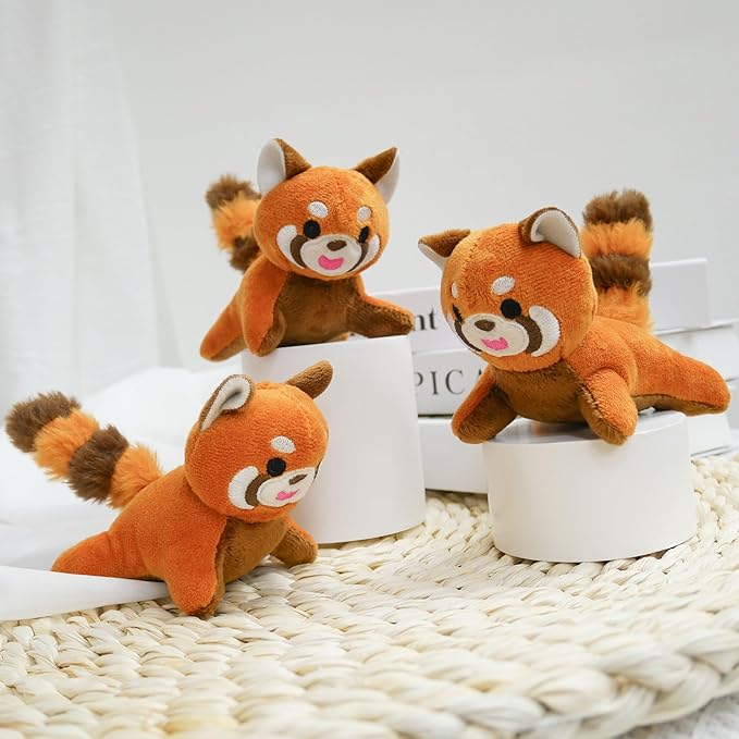 Red Panda Plush Dog Toy Squeaky Toy, Interactive Hide and Seek Replacement Dog Toys for Small & Medium Dogs (3Pcs Squeaky Red Panda)