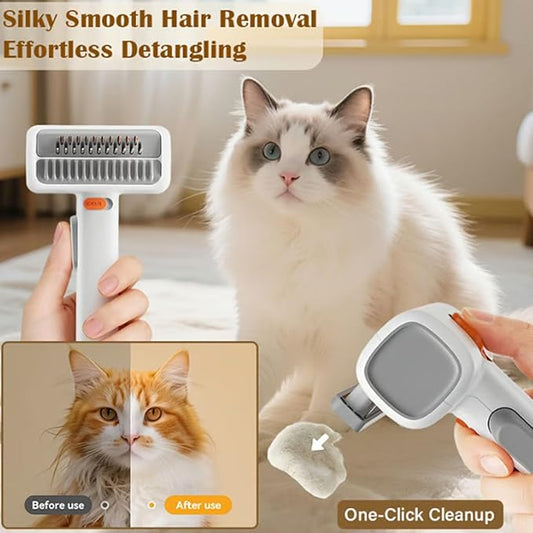 2026 New 2-in-1 Pet Self-Detangling & Grooming Comb, 2-in-1 Pet Comb Untangle & Remove Tangles One-Touch Switch, Pets Grooming Brush Detangle, Deshed (1Pcs)