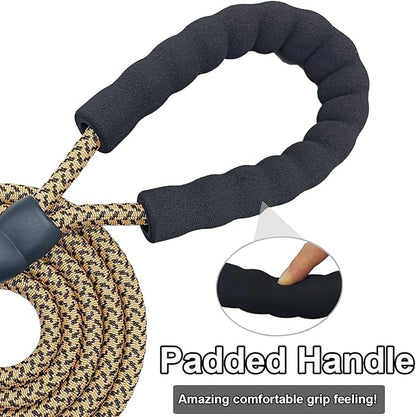 MayPaw Heavy Duty Rope Dog Leash, 3/4/5/6/7/8/10/12/15/20 FT Nylon Pet Leash, Soft Padded Handle Thick Lead Leashes for Large Medium Dogs (Brown, 1/2" * 10')
