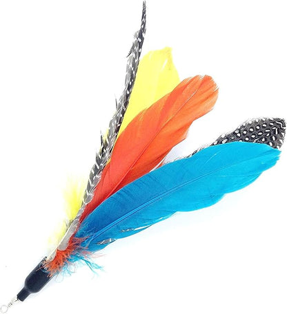 Pet Fit For Life - Retractable Feather Wand for Cats - Durable Interactive Cat Toy, Teaser Fishing Pole with Feather Lures - Fun Kitten Play Wand, 2 Feathers with String and Flying Fish Attachment