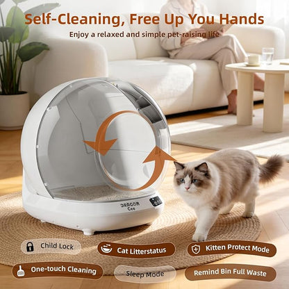 Self Cleaning Cat Litter Box, Automatic Cat Litter Box for Multiple Cats APP Controlled with Safety Sensors, 78L Large Capacity Odor Control Robot, Trash Bags Included