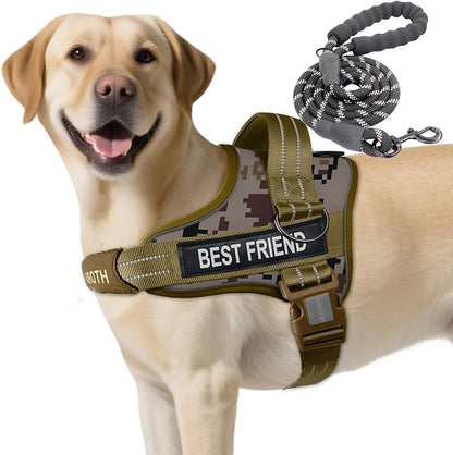 AUROTH Dog Harness and Leash Set, Soft Padded Service Dog Vest with 5.25FT Dog Leash, No Choke, Easy On Pet Vest, Adjustable Reflective No Pull Dog Harness for Large Dogs, Easy Walking and Training