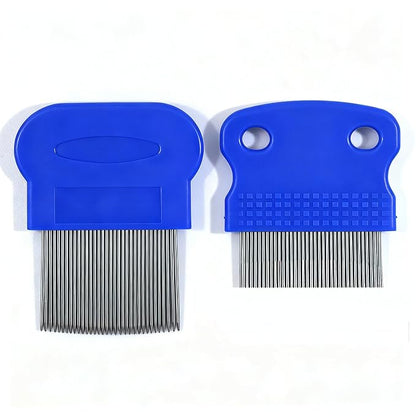 3/4/5-pieces flea and lice comb set, stainless steel pet comb (for dogs and cats, circular tooth design), double-sided tear stain remover, pet shedding comb, suitable for all types of pets (5pcs)