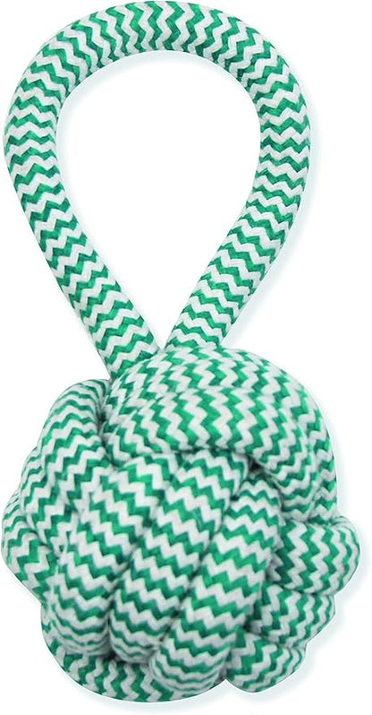 Mammoth Flossy Chews Extra Fresh Monkey Fist Ball with Handle Premium Cotton-Poly Interactive Dog Rope Toy Fetch Toy for Small to Medium Dogs - Medium, 3.75''