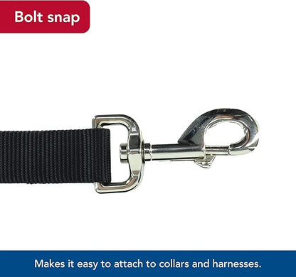Coastal Pet Single-Ply Dog Leash - Sturdy Pet Leash - Comfortable & Stylish - Resists Fraying - Vibrant & Fade-Resistant Color - Black, 3/8" x 6'