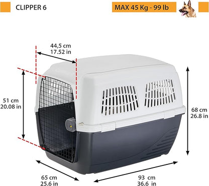 Ferplast Clipper Plus 4-7 Dog Carrier for Medium to Large Dogs. With Object Compartments and Pull-Out Handle