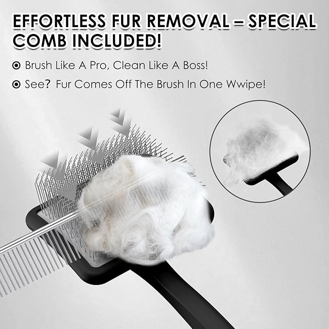 Large Slicker Brush for Dogs - Long Pin Deshedding Brush for Mats & Shedding on Long Haired Dogs, Doodles, Poodles, Goldendoodle, Labradoodle, 3pc Grooming Kits with Wooden Handle, Black