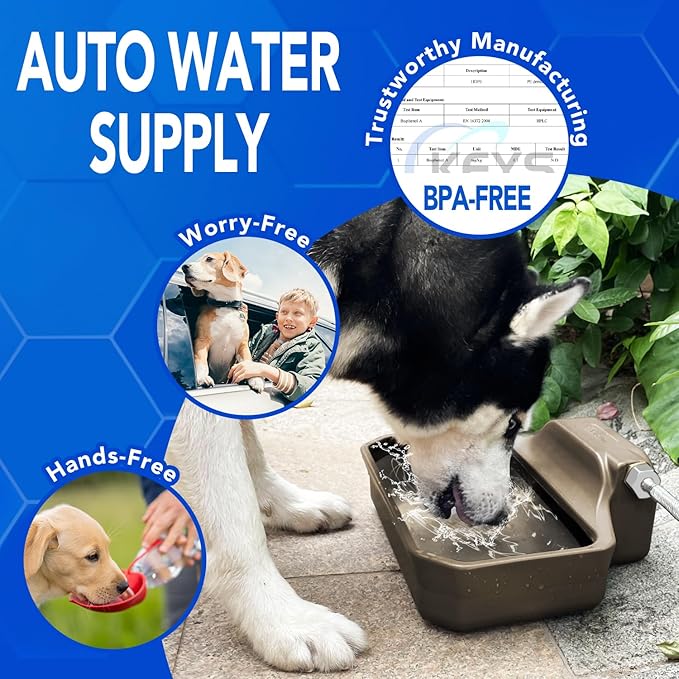 PETTEN Automatic Dog Water Dispenser 1 Gallon, Auto Fill Dog Water Bowl with 3/4" Garden Hose Connector, Large Capacity Self Watering Dog Bowl for Outdoor Dogs, Cats, Livestock