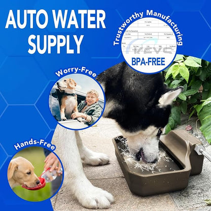 PETTEN Automatic Dog Water Dispenser 1 Gallon, Auto Fill Dog Water Bowl with 3/4" Garden Hose Connector, Large Capacity Self Watering Dog Bowl for Outdoor Dogs, Cats, Livestock