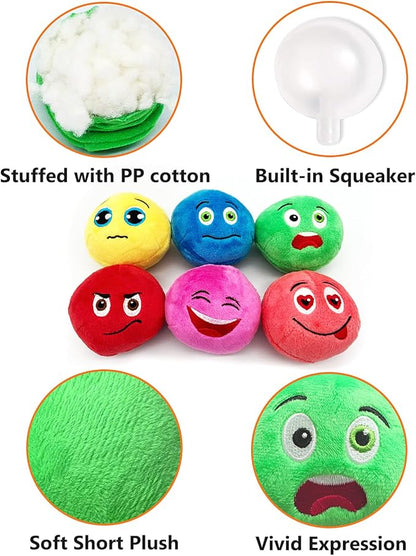 Squeaky Dog Toys, Stuffed Plush Puppy Toy Balls to Keep Them Busy, (12 Pack) Interactive Funny Pet Ball with Squeaker for Puppies Small Breed Dogs