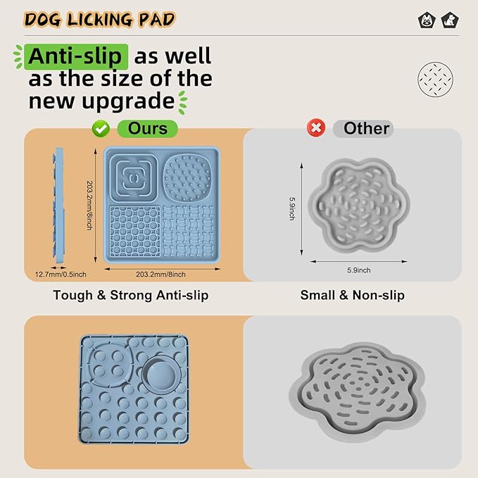 Dog Lick Mat for Anxiety Relief, Slow Feeder Alternative, Pet Enrichment Treat Mat, Boredom Buster, Durable Food-Grade Silicone, Dishwasher & Freezer Safe