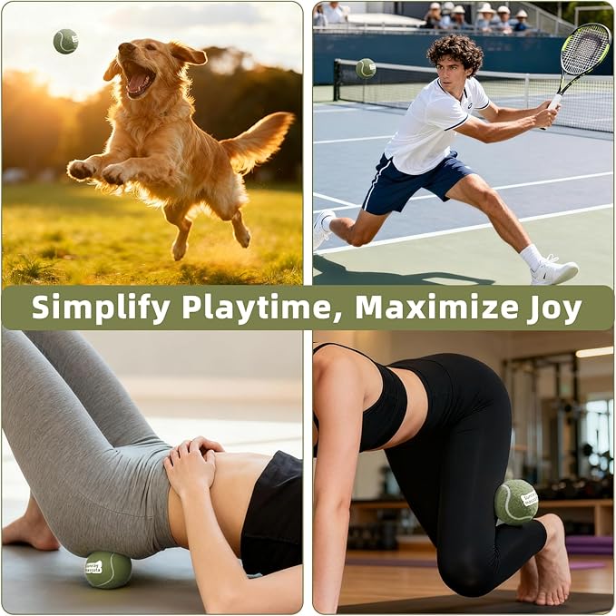2.5" Dog Tennis Balls 6-Pack Silent Bounce, Tough Rubber Core, Durable Fetch & Training Toys for Indoor/Outdoor Play, for Small Medium Large Dogs (Misty Green, 6 Pack)