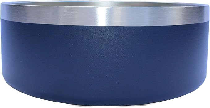 Custom Dog Bowl with Large Name - 304 Stainless Steel, Personalized Engraved, Nonslip, Custom Cat Bowl, Feeder, Pet Supplies, Food (Navy, Medium - 32oz)