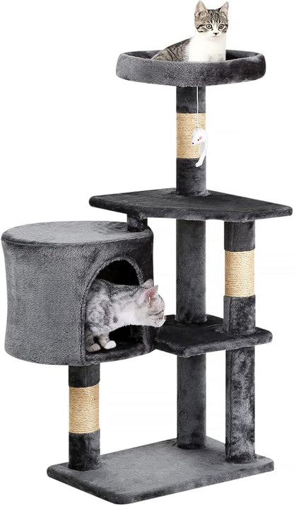 BestPet | 36" Cat Tree Tower | Light Gray | Sturdy Multi-Level Cat Tree with Plush Condo, Cozy Perch, Sisal Scratching Posts, Hanging Toy and Stable Frame | Easy Assembly | for Kittens & Adult Cats
