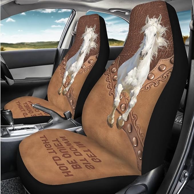 Horse Car Seat Covers Front Set, Car Accessories Automotive Seat Covers for Women Men, Breathable Car Interior Covers Seat Protectors for Trucks SUV Sedans