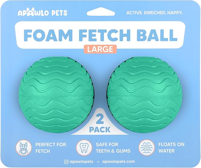 Foam Fetch Ball for Dogs – Durable EVA Foam Dog Ball, Interactive Chew Toy for Dogs, Lightweight Floating Ball for Water, Pool & Outdoor Fetch Games (Green, Large)