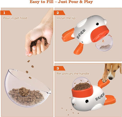 Interactive Dog Treat Dispenser Toy & Slow Feeder Dog Bowls - Duck-Shaped Puzzle Toy for Mental Stimulation, Adjustable Food Outlet for Small to Medium Cats and Dogs