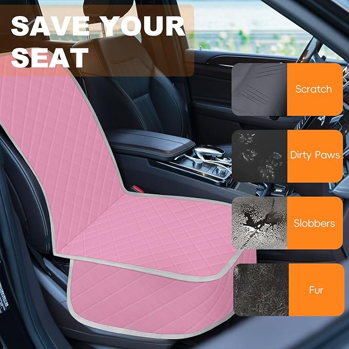 Tuwubi Dog Seat Cover Front Seat, Waterproof Car Seat Covers for Dogs, Scratch-Proof Captain Chair Bucket Seat Covers, Full Protection Pet Car Seat Protector for SUV MPV Trucks Sedans (S,Pink, 1 Set)
