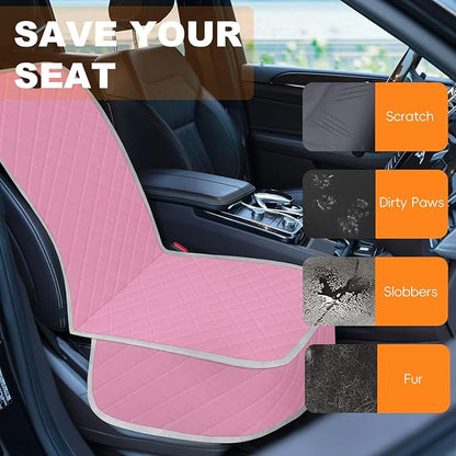 Tuwubi Dog Seat Cover Front Seat, Waterproof Car Seat Covers for Dogs, Scratch-Proof Captain Chair Bucket Seat Covers, Full Protection Pet Car Seat Protector for SUV MPV Trucks Sedans (S,Pink, 1 Set)
