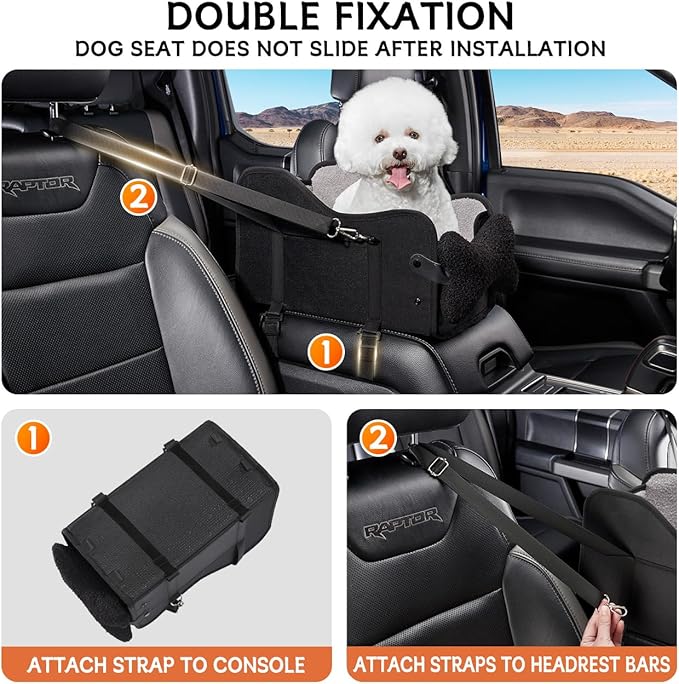 TKYZ Center Console Dog Car Seat,Pet Puppy Car Seat,Middle Console Dog Armrest Booster Seat for Small Dogs(Black)