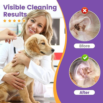 Pet Wipes for Cats & Dogs, 120 Count Gentle Plant-Based Pet Eye Wipes, Pet Ear Wipes, Dog Face Wipes and Dog Wipes for Face, Soft Non-Woven Wipes for Quick Daily Cleaning