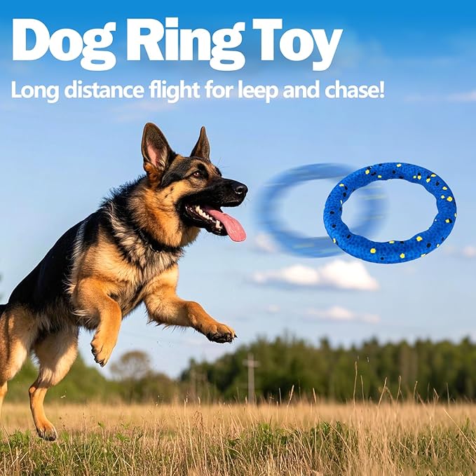 Mity rain Floating Dog Toys –E-TPU Water Pool Fetching Toy with Rope for Small Medium Large Pet, Ring Shape Indestructible Interactive Dog Chew Toys for Summer Outdoor Training Fun (Blue)