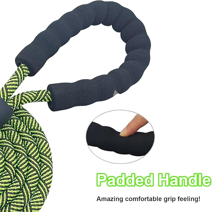 MayPaw Heavy Duty Rope Dog Leash, 6/8/10FT Nylon Pet Leash, Soft Padded Handle Thick Lead Leashes for Large Medium Dogs Walking Training Jogging (Green Black, 1/2" * 6')