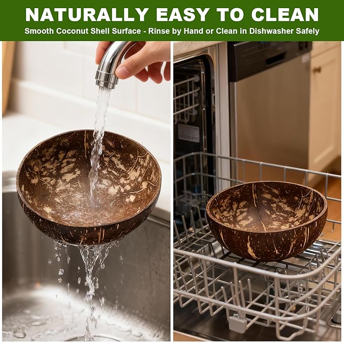 Handmade Natural Coconut Shell Dog Bowl, Eco-Friendly Pet Food Dish, Easy-to-Clean Sustainable Feeding Bowl for Small Dogs