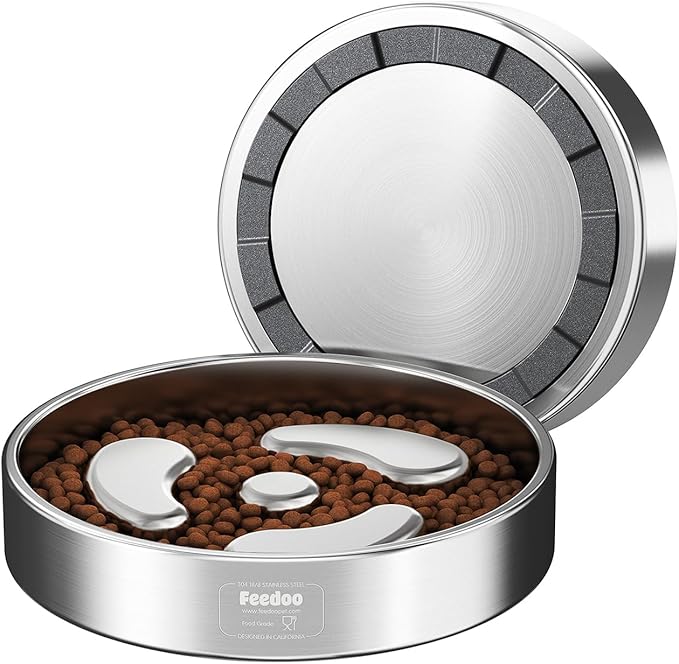 Slow Feeder Dog Bowl-1Cup for Small Puppy, Double-Layer 304 Stainless Steel Puzzle Bowl, Anti-Choking for Fast Eaters, Heavy-Duty Non-Slip Base, Dishwasher Safe