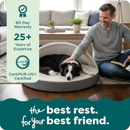 Furhaven 35" Round Orthopedic Dog Bed for Large/Medium Dogs w/ Removable Washable Cover, For Dogs Up to 50 lbs - Sherpa & Suede Snuggery - Espresso, 35-inch