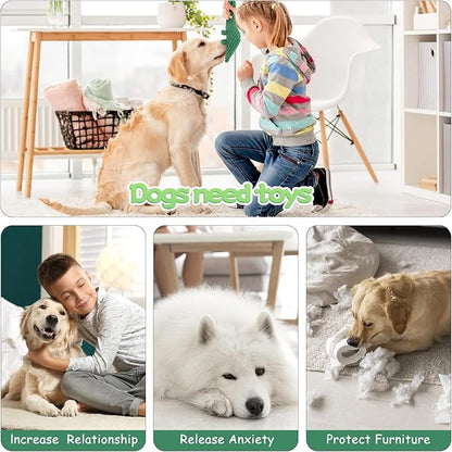 WishLotus 2Pc Dog Rope Toys, Cute Dinosaur and Yellow Duck Shaped Dog Toys for Aggressive Chewers, Cotton Dog Chew Toys for Small Medium Large Breed Teething (Dinosaur+Duck)