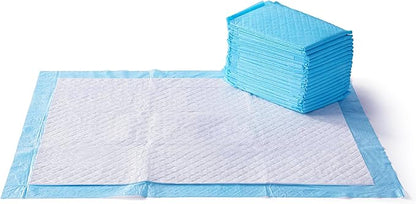 Amazon Basics Super Absorbent Dog and Puppy Potty Pads, Leak-Proof 5-Layer Design with Quick-Dry Surface for Housebreaking, Heavy Duty Absorbency, X-Large, 28 x 34 Inch, Blue & White, 25-Pack