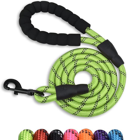 5/6 FT Strong Pet Dog Leash with Soft Padded Handle,Highly Reflective Rope for Night Walking,360-Degree Rotating Metal Buckle Without Tangles,Suitable for Small,Medium and Large Dogs.(5ft)