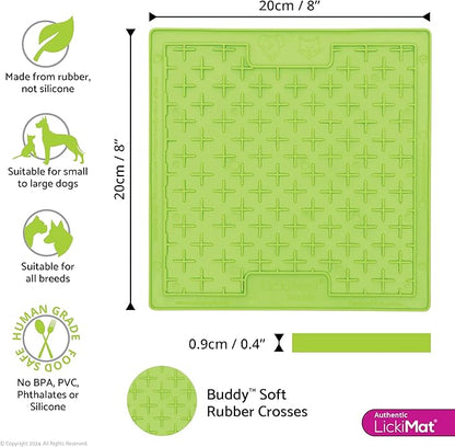 LickiMat Classic Buddy Slow Feeder for Dogs Lick Mat Boredom Anxiety Reducer Perfect for Food Treats Yogurt Liquid Food Peanut Butter Fun Alternative to a Slow Feed Dog Bowl, Green