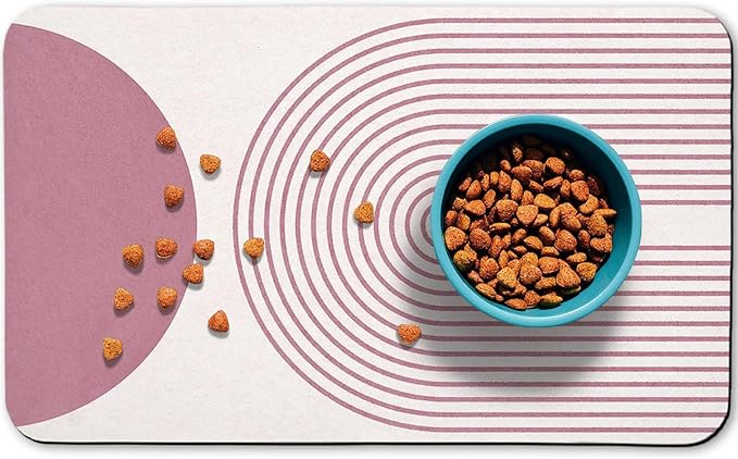 Dog Food Mats,Cat Absorbent Water Bowl Feeding Mats Pet Placemats for Food and Water Pink Bohemia 17 * 30 inch