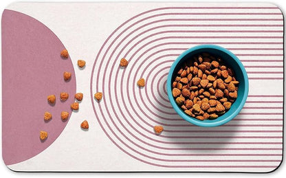Dog Food Mats,Cat Absorbent Water Bowl Feeding Mats Pet Placemats for Food and Water Pink Bohemia 17 * 30 inch
