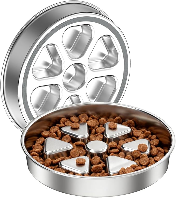 Kactoily Stainless Steel Slow Feeder Dog Bowl, 3 Cup Heavy Duty Slow Eating Bowl, Deep Maze & Non-Slip Base for Medium Dogs & Large Breed Puppies, Dishwasher Safe