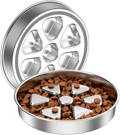 Kactoily Stainless Steel Slow Feeder Dog Bowl, 3 Cup Heavy Duty Slow Eating Bowl, Deep Maze & Non-Slip Base for Medium Dogs & Large Breed Puppies, Dishwasher Safe