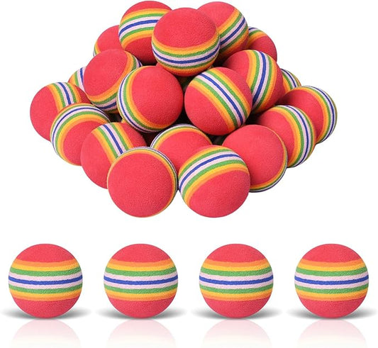 Gegong 50 Pieces Cat Toy Balls, EVA Sponge Pet Toy Balls, 3.5cm Interactive Ball for Cat Kittens and Puppies Quiet Play Light Ball (Rainbow Color)
