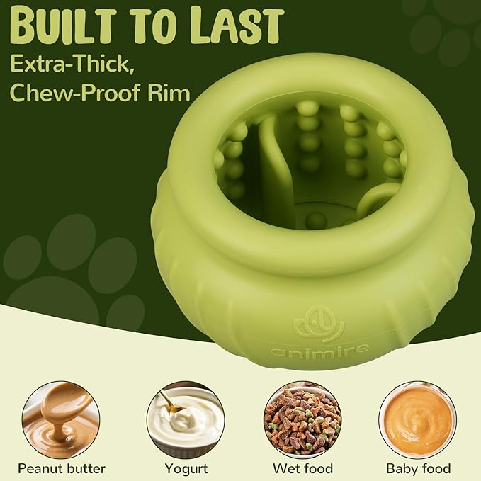 Wobbly Dog Enrichment Lick Toy, Stuffable Frozen Lick Bowl to Keep Dogs Busy, Long-Lasting Interactive Treat Dispensing Dog Toy, Silicone Fetch Catch Chew Toy(Green,S)