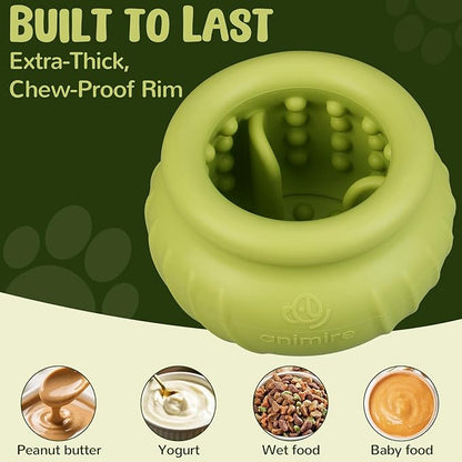Wobbly Dog Enrichment Lick Toy, Stuffable Frozen Lick Bowl to Keep Dogs Busy, Long-Lasting Interactive Treat Dispensing Dog Toy, Silicone Fetch Catch Chew Toy(Green,S)