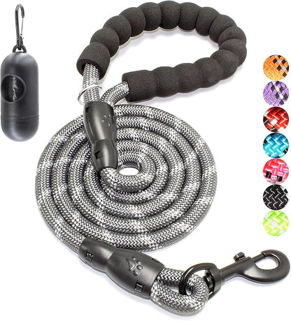 BAAPET 2/4/5/6 FT Dog Leash with Comfortable Padded Handle and Highly Reflective Threads for Small Medium and Large Dogs (4FT-1/2'', Grey)