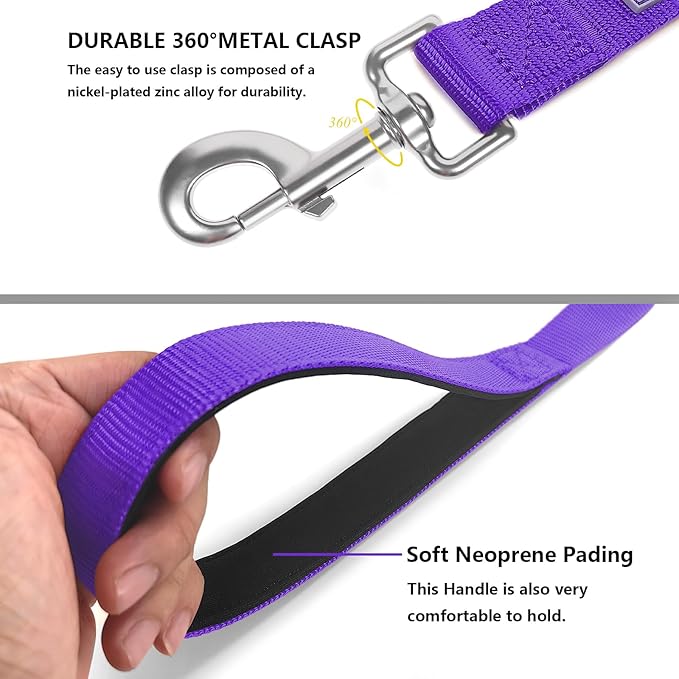 Basic Dog Leashes 6 FT Padded Handle Nylon Dogs Leashes for Small Dogs Purple